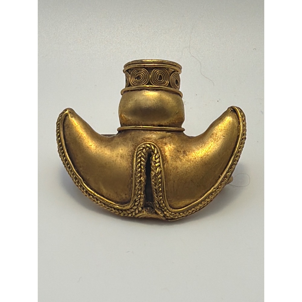 Vintage Gold Tone Crescent Filigree Slide Pendant Belt Ornament Ethnic Style